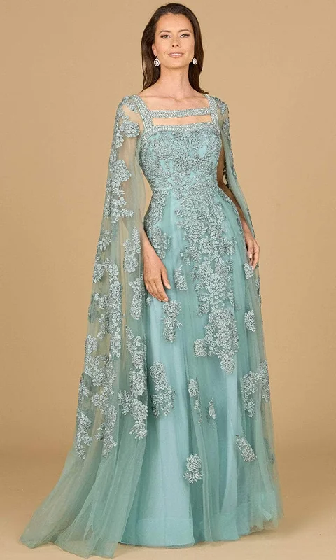 Women's Formal Event Clothing Lara Dresses 29138 - Lace Cape Sleeve Evening Gown