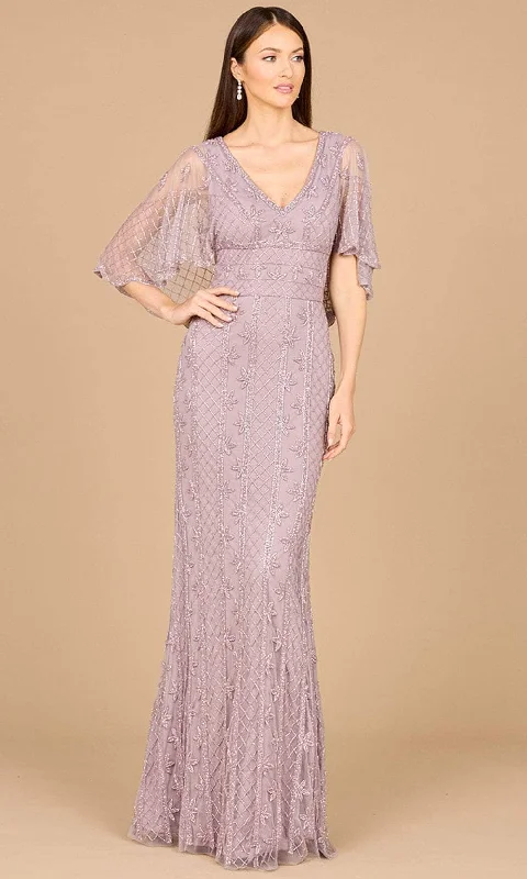 Women's Trendy Activewear Apparel Lara Dresses 29023 - Beaded Cape Sleeve Evening Gown