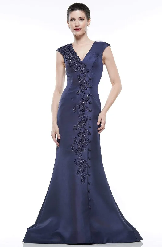 End Of Season Sale Clothing Marsoni By Colors - MV1007 Cap Sleeves Appliqued Long Gown