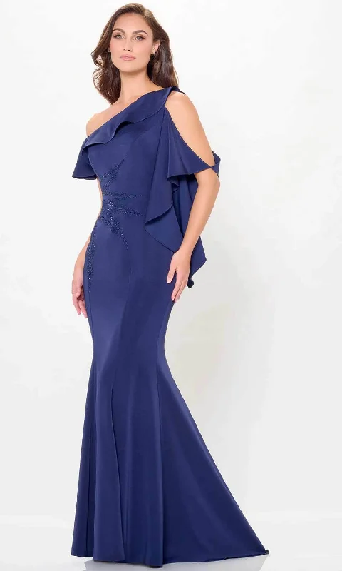 Women's Formal Wear Cameron Blake CB3237 - Ruffle Draped One Shoulder Evening Gown