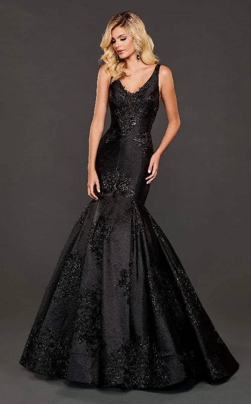 Timeless Women's Clothes Rachel Allan Couture 8417 - Lace Appliqued Trumpet Evening Gown