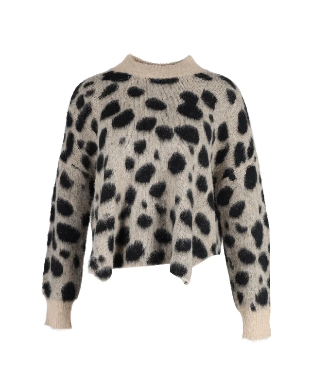 Workwear Fashion for Women Hugo Boss Fellyna Jacquard Animal Print Sweater in Beige and Black Nylon