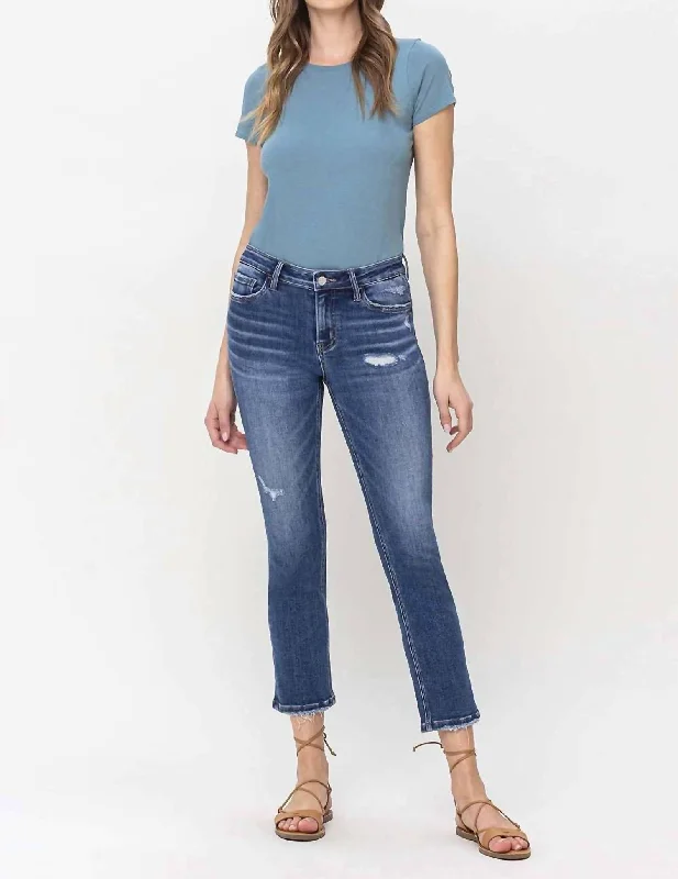 Trendy Women's Apparel for All Seasons Mid Rise Straight Jeans In Blue