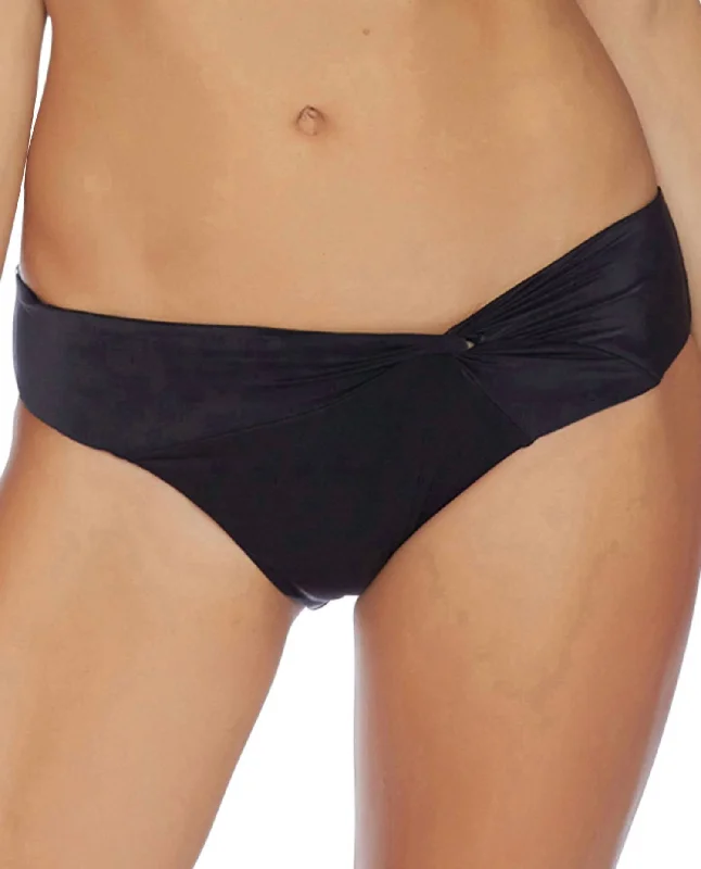 Women's Outerwear for All Weather Conditions Side Twist California Bikini Bottom In Onyx