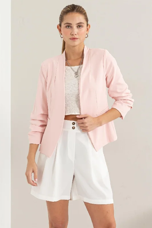 End Of Season Sale Clothing Open Front Ruched Sleeve Blazer