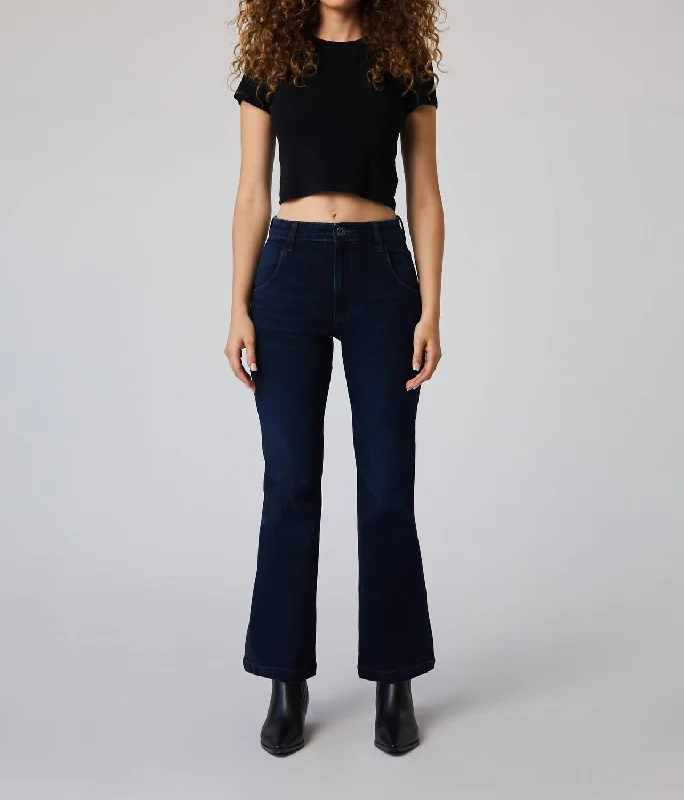 Women's Evening Wear Grant High Rise Trouser Flare Jean In Dark Moore