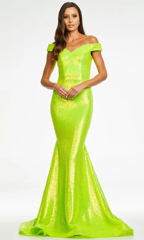 Clothing Brands Ashley Lauren 11109 - Off Shoulder Sequin Prom Gown