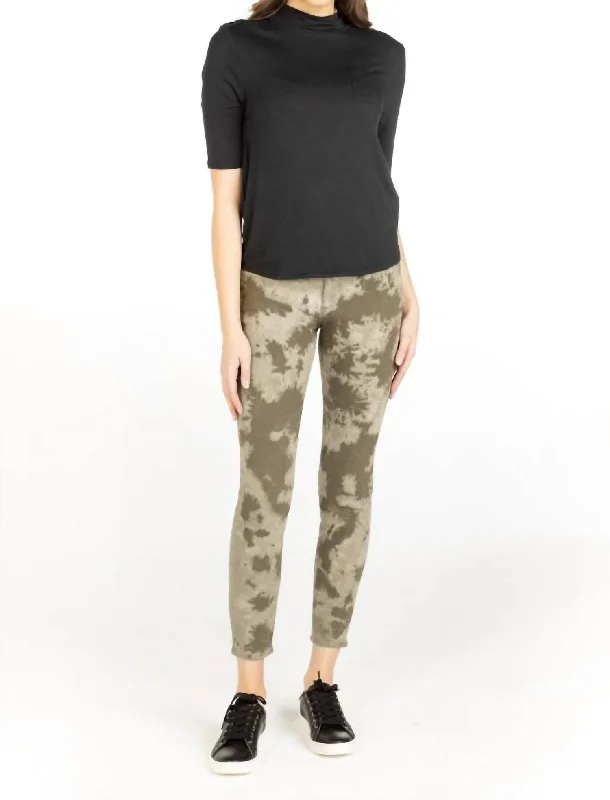 Women's Stylish Outerwear Printed Skinny Jeans In Olive Green