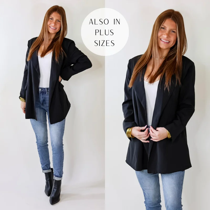 Women's Clothing For Holiday Travel I'll Be Your Favorite Long Sleeve Blazer in Black