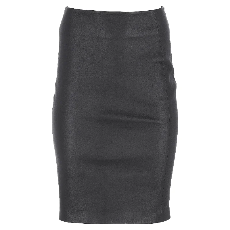 Women's Transitional Apparel Diane von Furstenberg Knee Length Skirt in Black Leather