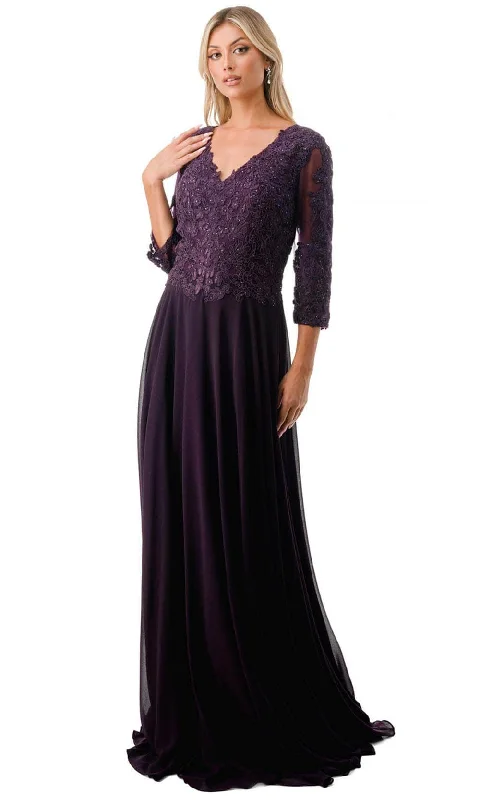 Chic Women's Outfit Aspeed Design M2758Q - Beaded A-Line Evening Gown