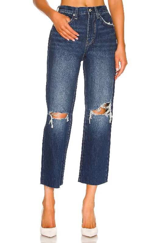 Online Boutique Clothing Cassie Crop Super High Rise Straight Jean In Motive Distressed