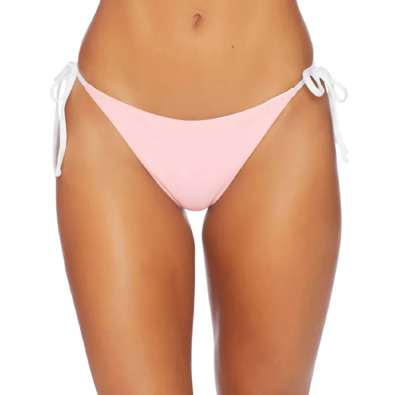 Women's Casual Outfit Color Blocked Reversible Side Tie Bikini Bottom In Pink