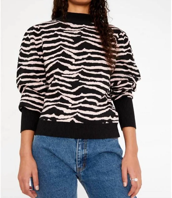 Sale Clothes Online Zebra Print Intarsia-Knit Sweater In Black And White