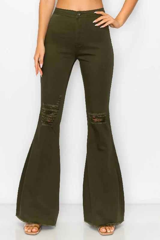 Timeless Women's Fashion Styles Women's High Waisted Bell Bottoms In Green