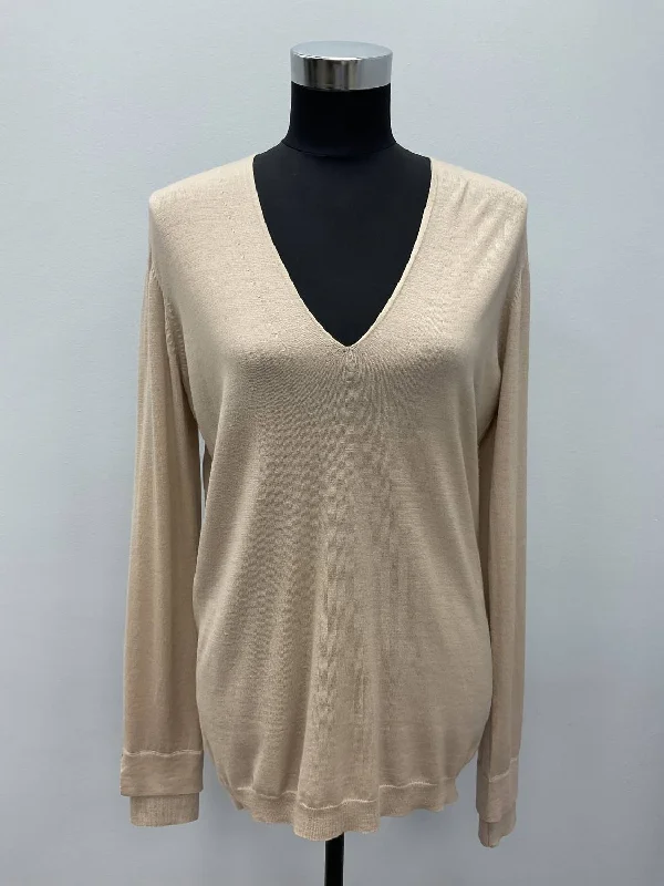 Women's Professional Garments Nude Vneck Wool/cashmere Sweater