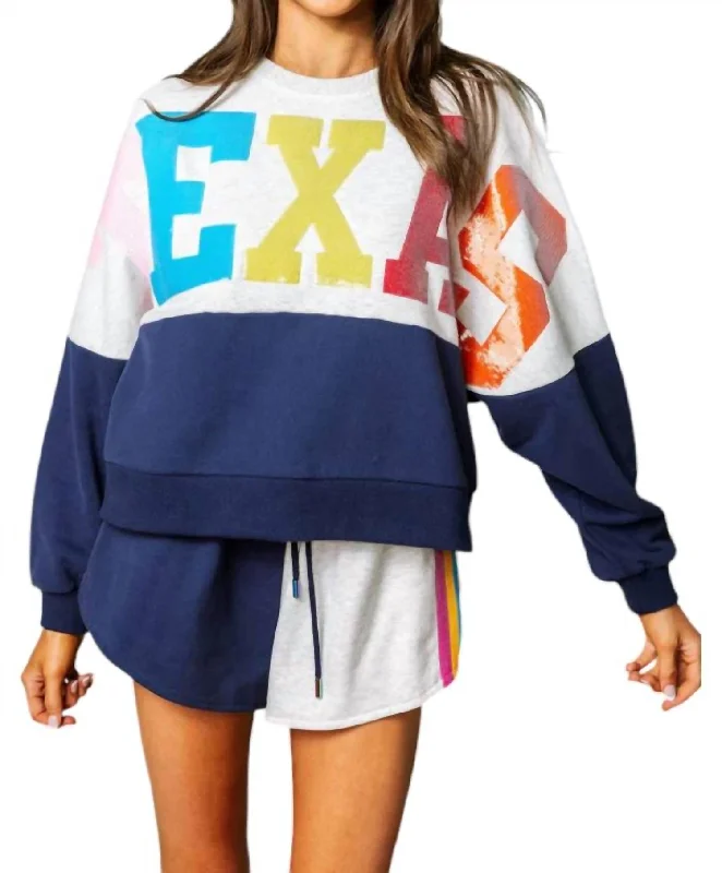 Women's Athleisure Apparel Texas Queen Colorblock Sweatshirt In Multi-Colored