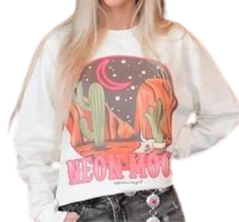 Sustainable Women's Clothing Neon Moon Cropped Sweatshirt In Cream