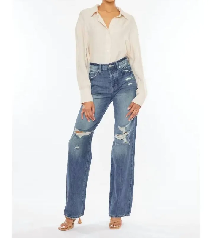 Stylish Women's Outfit Lydia High Rise 90's Jean In Denim-Medium Wash