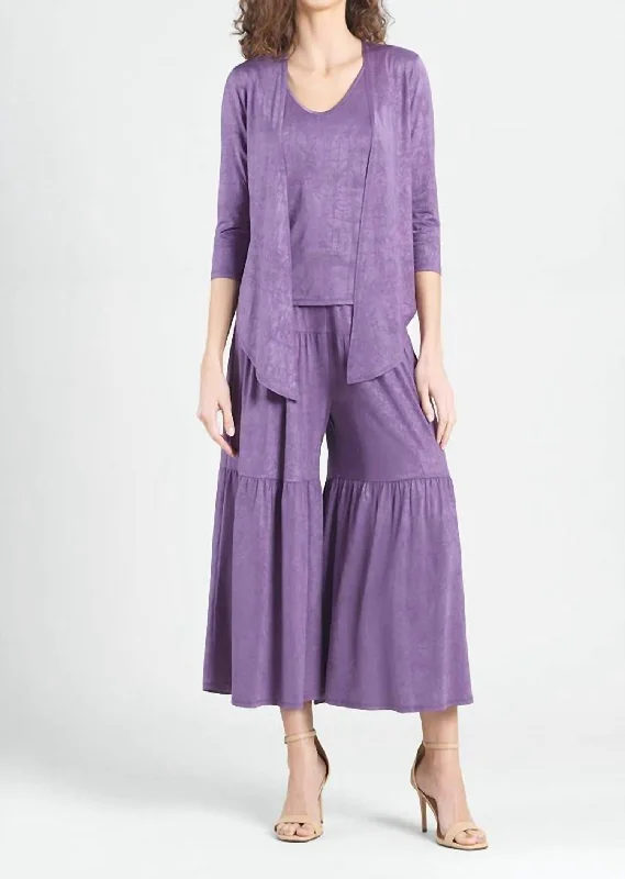 Women's Clothing Crushed Silk Knit 3Pc Set In Plum