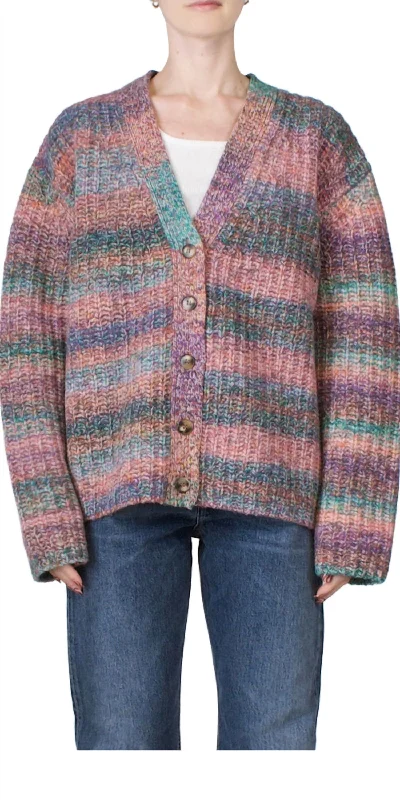 Best Online Boutiques Boxy Space Dye Cardigan In Purple Marl