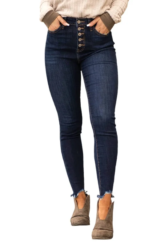 Women's Clothing for Every Occasion Mindy Hi Rise Button Skinny Jean In Dark Wash