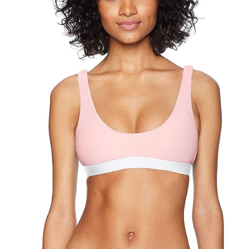 Women's Party Outfit Color Blocked Sport Bra Bikini Top In Pink