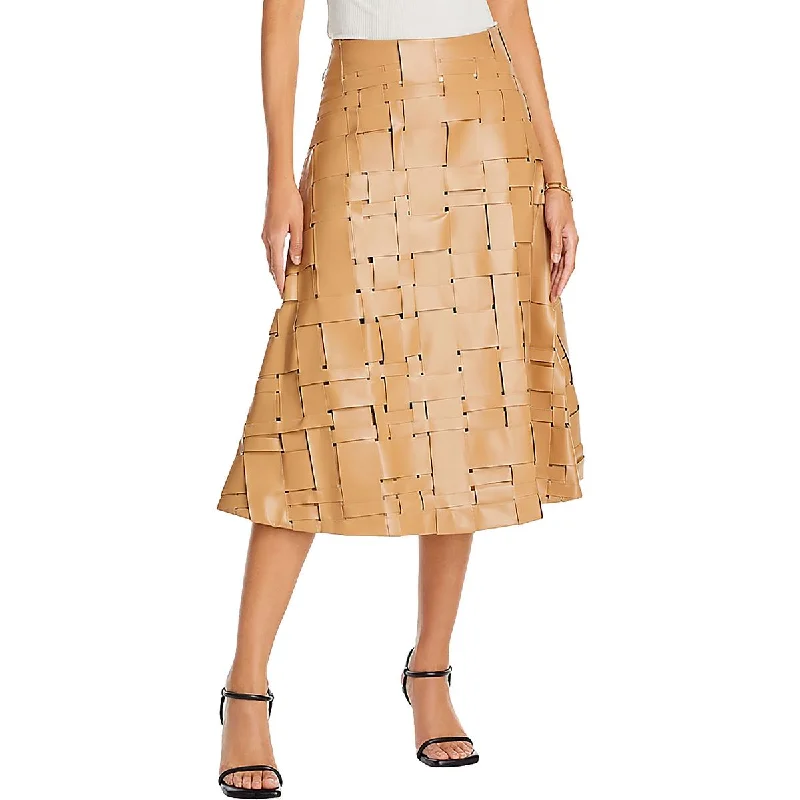 Fashion-Forward Women's Clothing Womens Vegan Leather Midi Midi Skirt