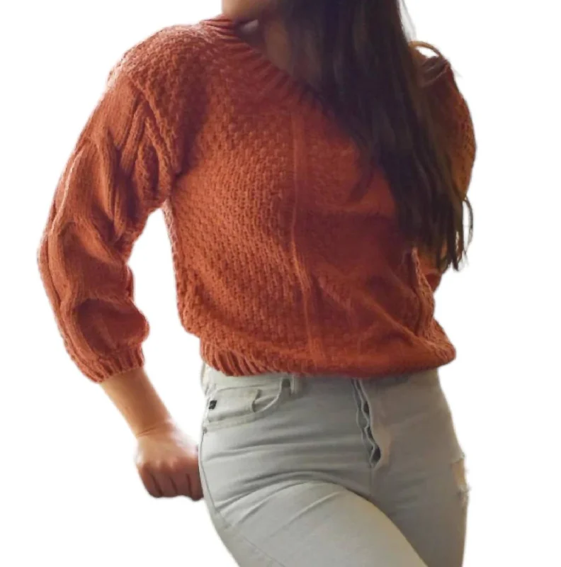 Women's Elegant Evening Attire Devyn Sweater In Rust