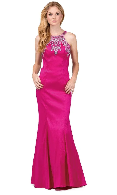 Comfortable Casual Wear Dancing Queen 9943 - Halter Cutout Back Prom Gown