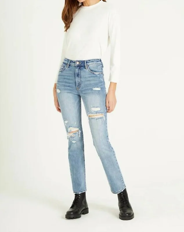 Sophisticated Women's Fashion Frankie Distressed Straight Jeans In Belgrade