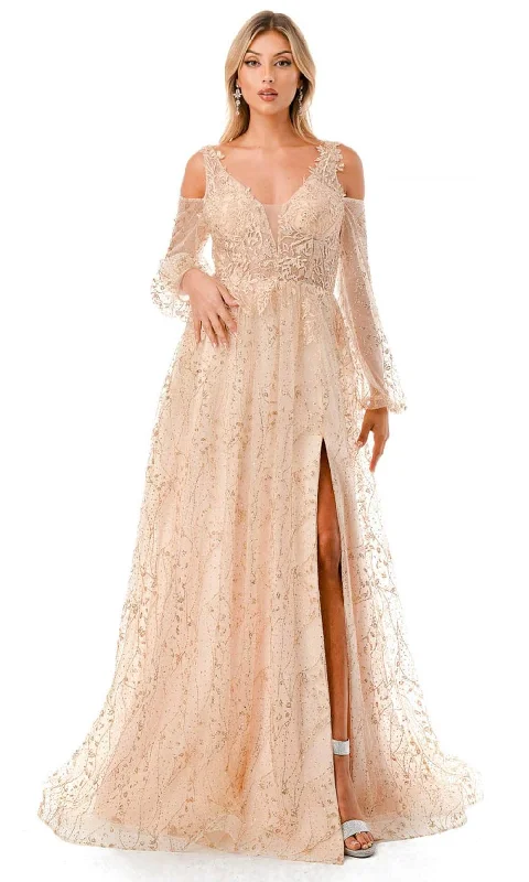 Formal Attire For Women Aspeed Design L2772T - Cold Shoulder Evening Gown