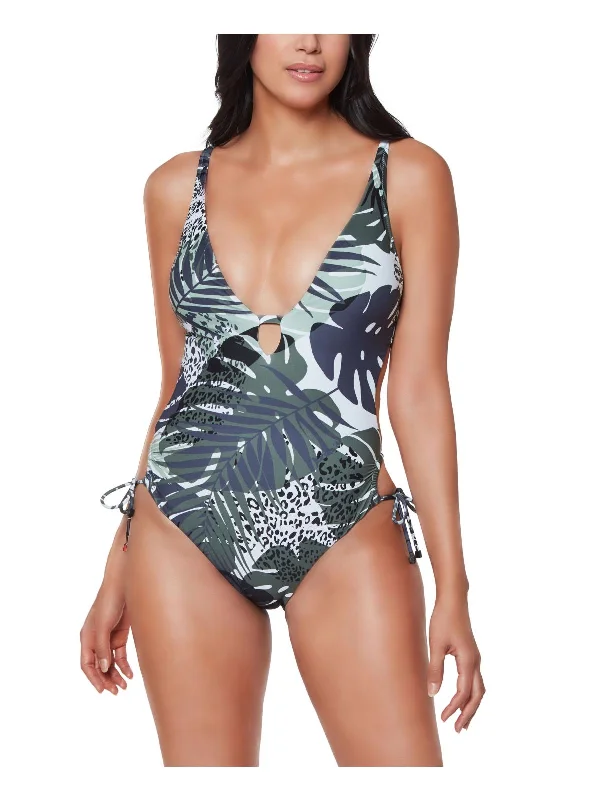 Women's Sports Apparel Womens Printed Side Tie One-Piece Swimsuit