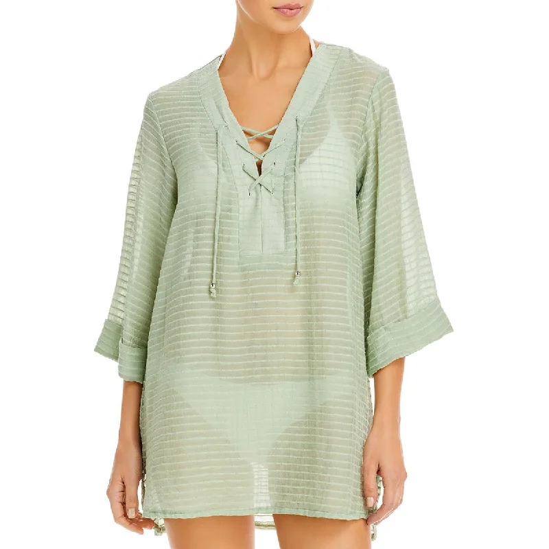 Women's Date Night Outfit Womens Crinkled Tunic Cover-Up