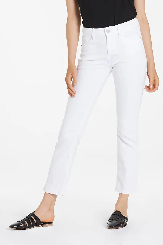 Elegant Women's Clothing Blaire High Rise Slim Straight Jean In White