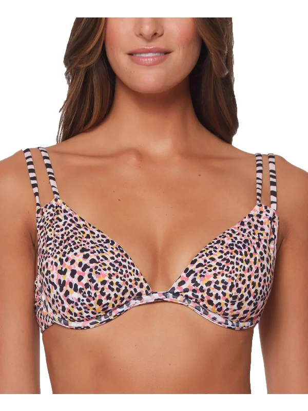 Fashion-forward Women's Wear Womens Underwire Animal Print Bikini Swim Top