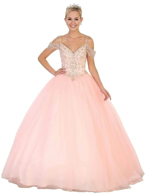 Women's Professional Attire May Queen - LK96 V-Neck Cold Shoulder Quinceanera Ballgown