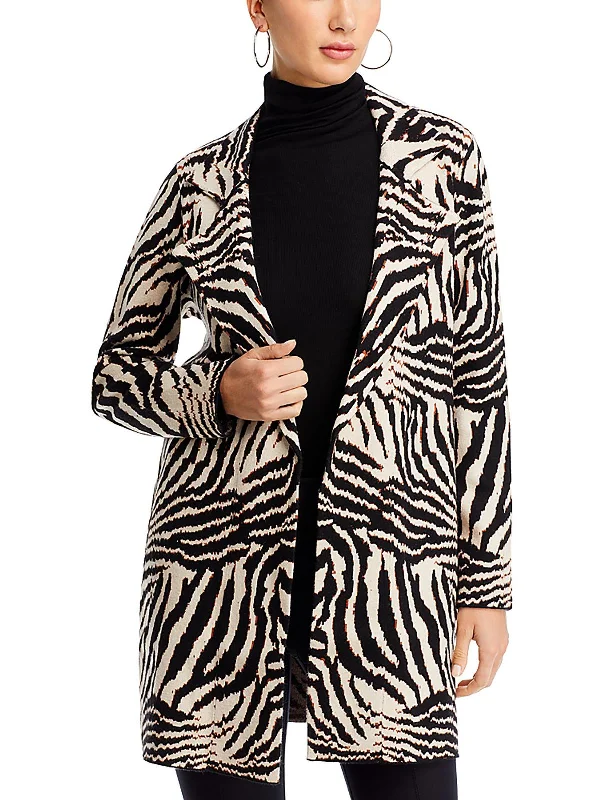 Trendy Women's Apparel Womens Open Front Animal Print Cardigan Sweater