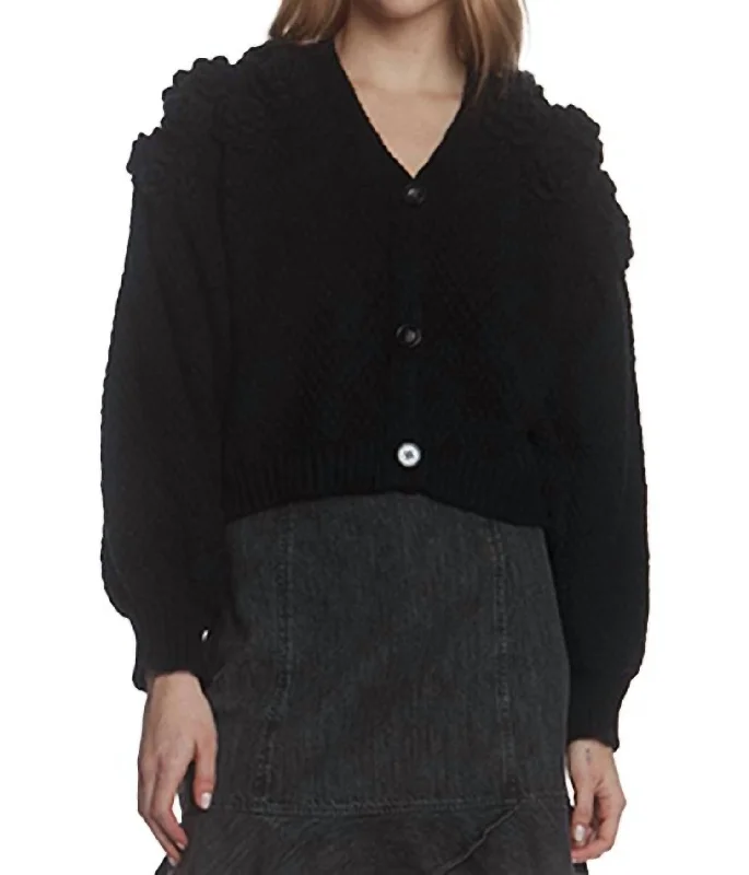 Clothing Brands Handmade Applique Cardigan In Black