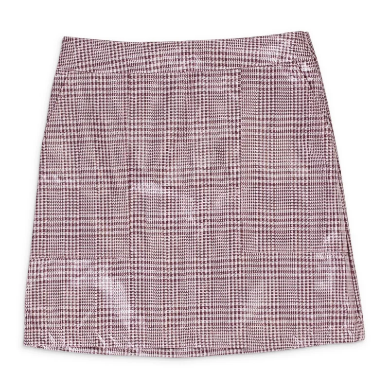 Modern Women's Apparel GINGHAM BURGUNDY MINI SKIRT