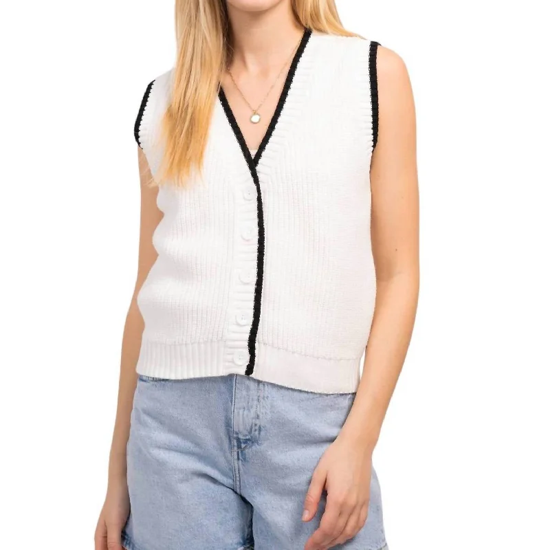 Comfortable Lounge Clothing Lucy Sweater Vest In White