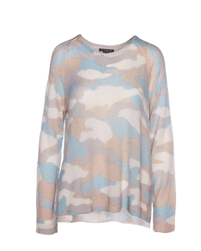 Fashion-forward Women's Clothing Cashmere Dreamweaver Camo Pullover In Heavenly Combo