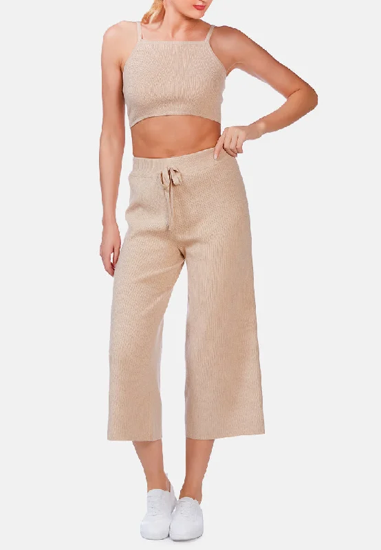 Women's Timeless Attire solid casual drawstring cropped pants