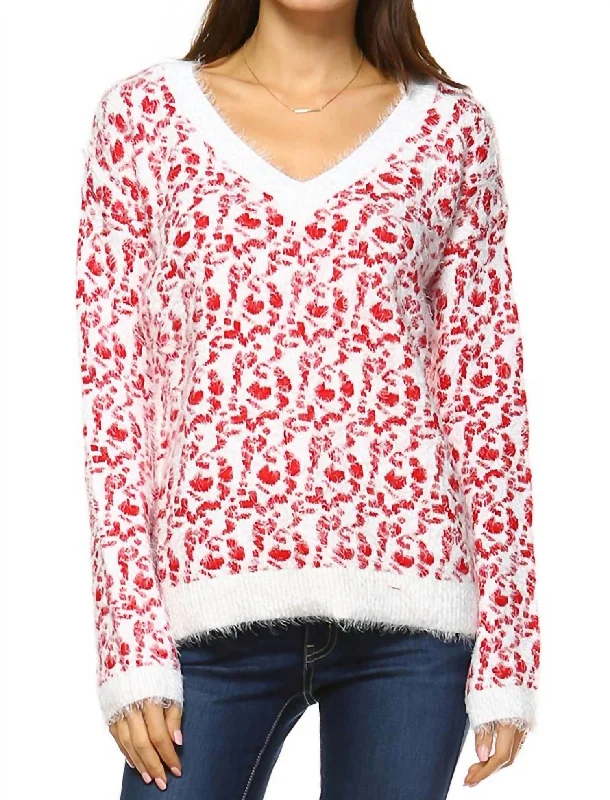 Effortless Chic for Women Women's Leopard Sweater In Red