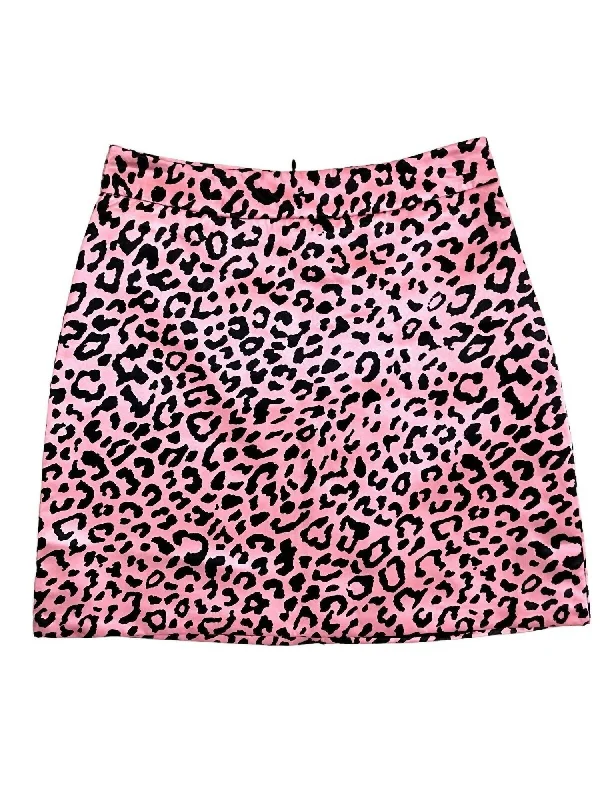 Women Apparel Women's Satin Animal Print Mini Skirt In Pink