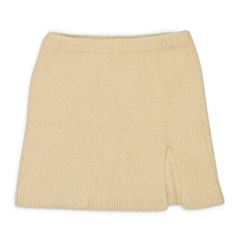 Women's High Street Fashion FURRY BEIGE MINI SKIRT