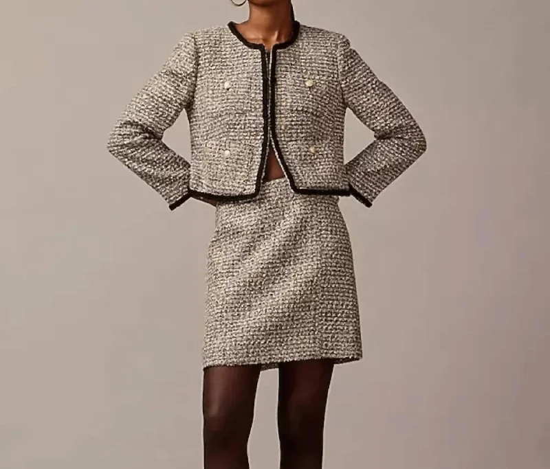 Sale Clothes Online A-Line Tinsel Tweed Mini Skirt In Gold/grey