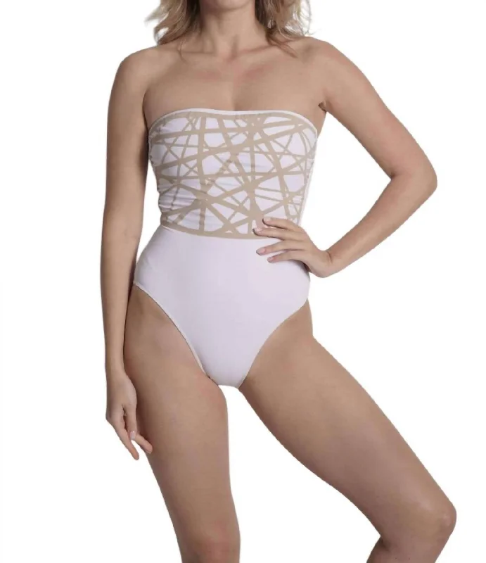 Affordable Online Boutiques Strapless Bathing Suit In White Bandeau