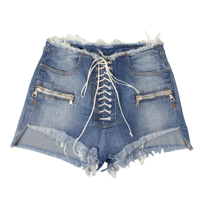 Outfits For Girls Unravel Project Denim Lace-Up Shorts - Denim