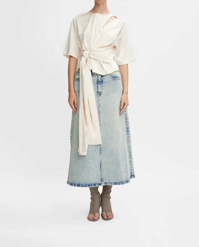 Clothing Sales Manula Midi Skirt In Light Blue Acid Wash